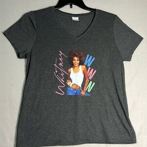 Whitney Houston Short Sleeve Graphic Tshirt‎ Womens Size Large Black